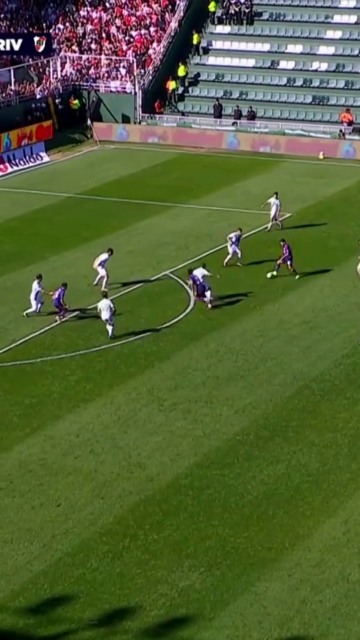 The same soccer moment in the pipeline's vertical crop, showing a narrower portion of the attack at a larger scale.